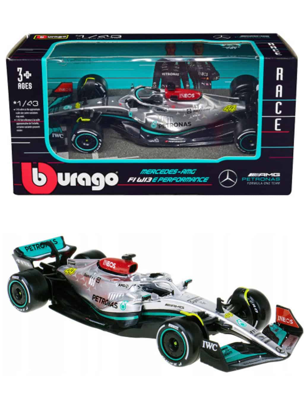 Bburago Lewis Hamilton 2022 Mercedes W13